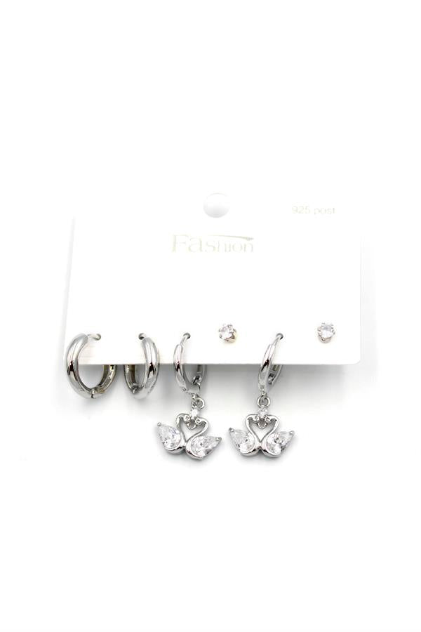 Çoklu Kuğu Küpe - Gümüş