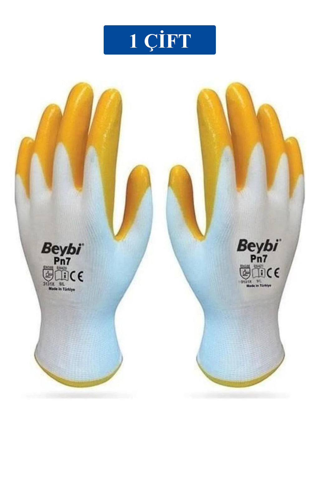 Pn7 Sarı Iş Eldiveni Polyester Örme Nitril Beybi No:10 Royaleks Group - 1 Çift