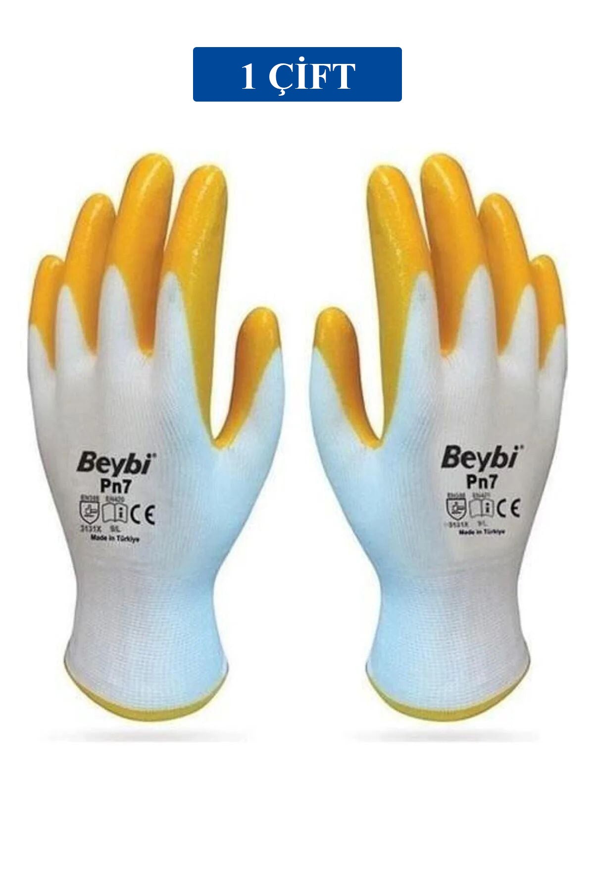 Pn7 Sarı Iş Eldiveni Polyester Örme Nitril Beybi No:10 Royaleks Group - 1 Çift