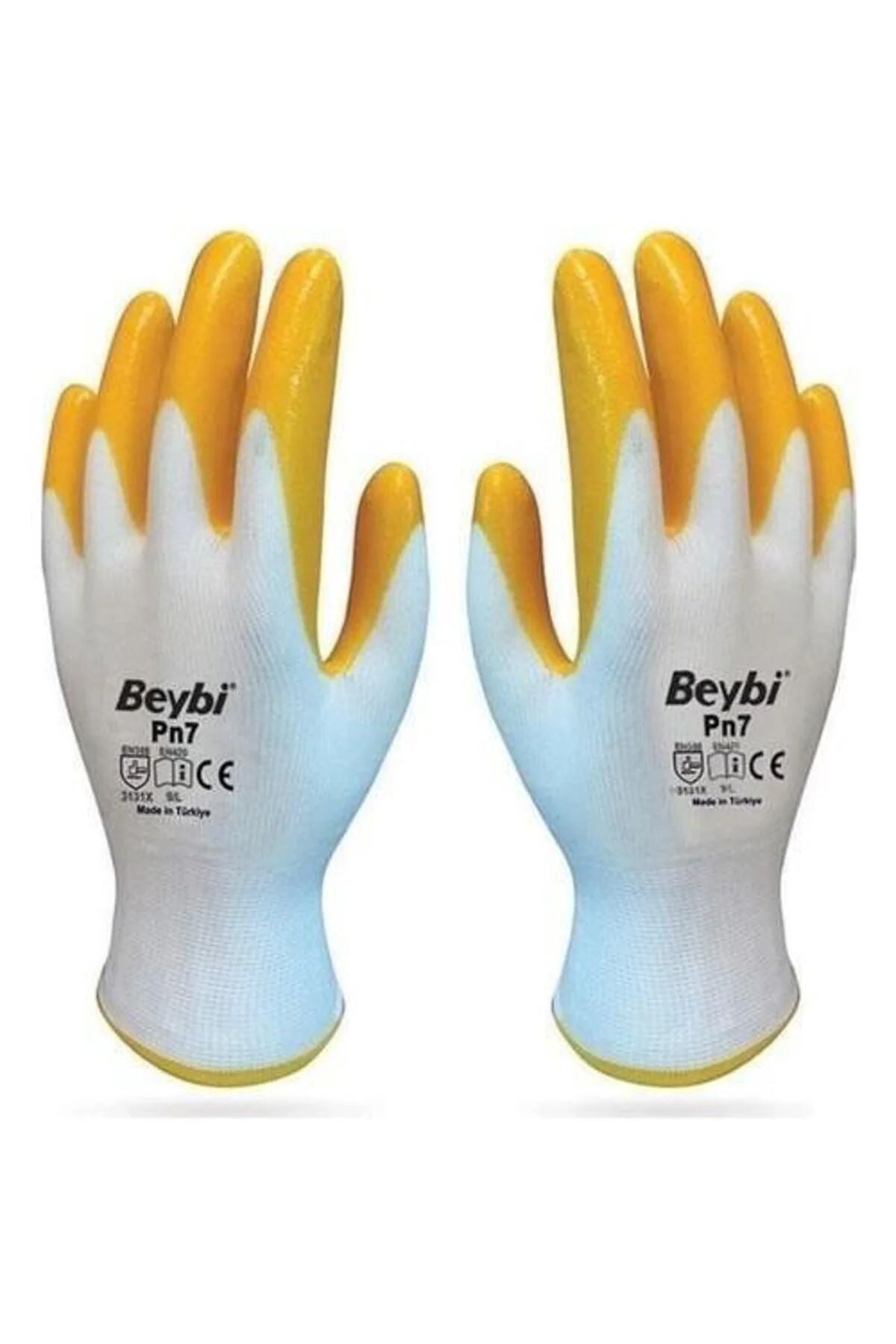 Pn7 Sarı Iş Eldiveni Polyester Örme Nitril Beybi No:10 Royaleks Group - 6 Çift