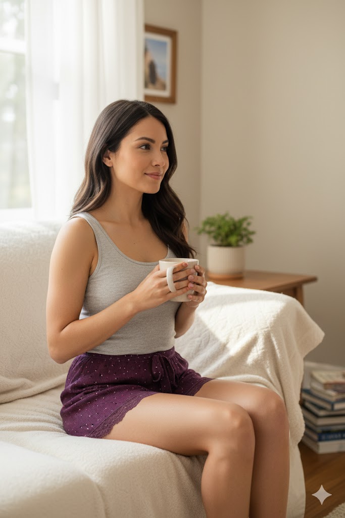 Düz Renk Mini Çiçek Desenli Penye Kadın Ev Şortu Bacak Dantel Detaylı Ev Giyim Gül Kurusu