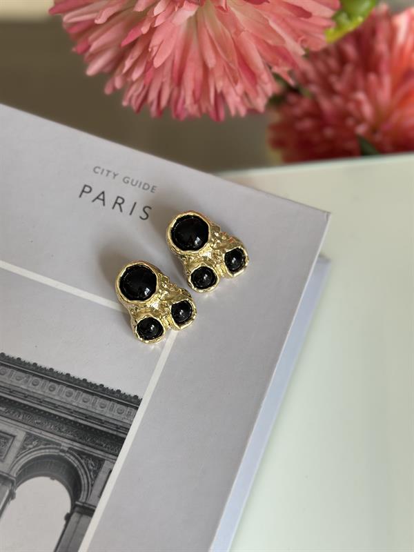 Taşlı Küpe - Siyah