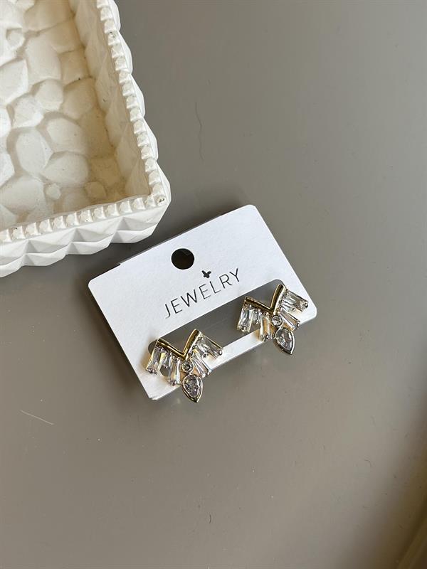 Taşlı Küpe - Altın