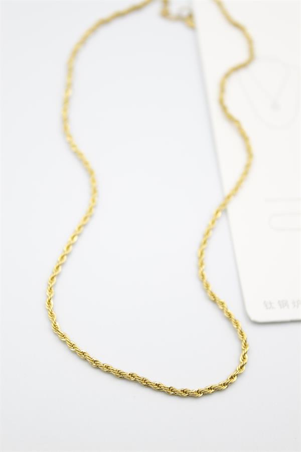 Burgu Zincir Kolye 60cm-3mm - Altın