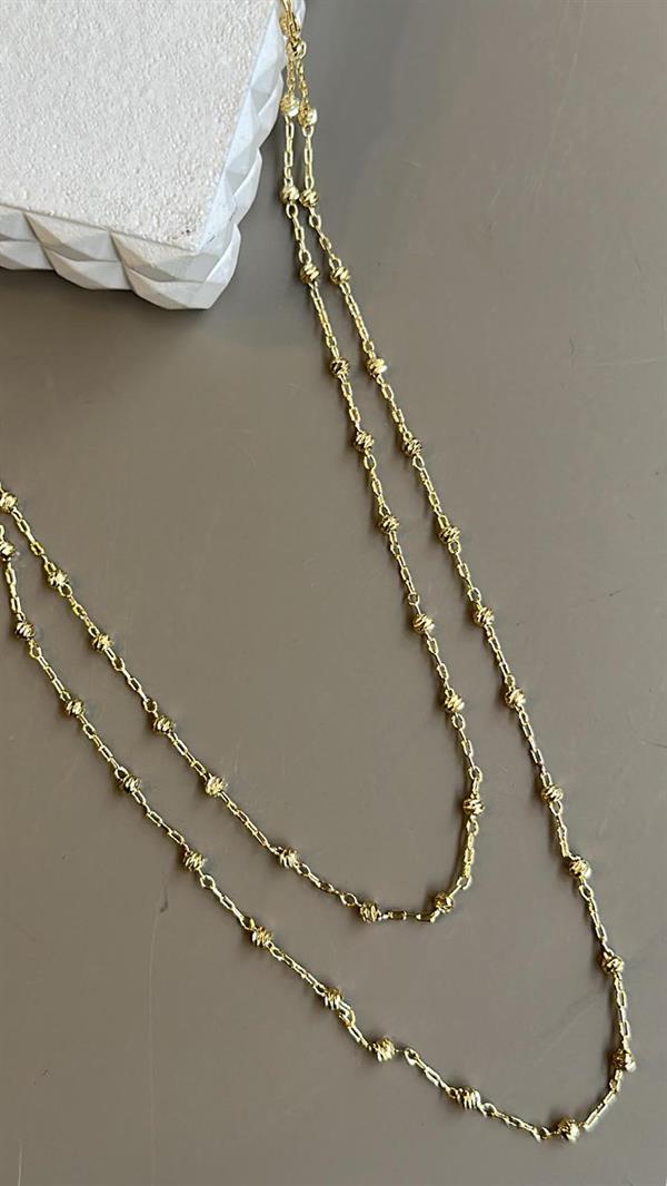 Dorika İkili Zincir Kolye - Altın