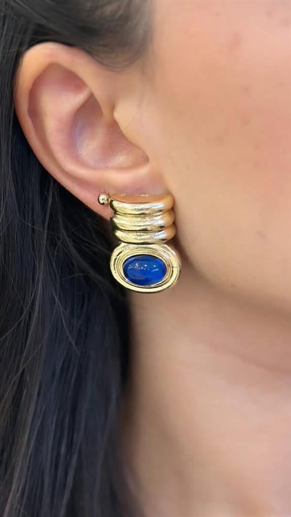 Taşlı Küpe - Mavi