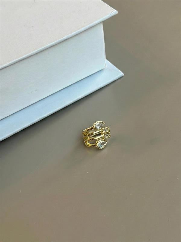 Taşlı Kıkırdak Küpe - Altın