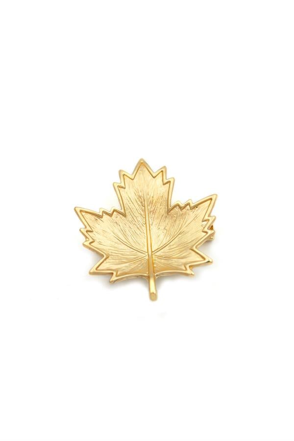Çınar Yaprağı Broş - Altın