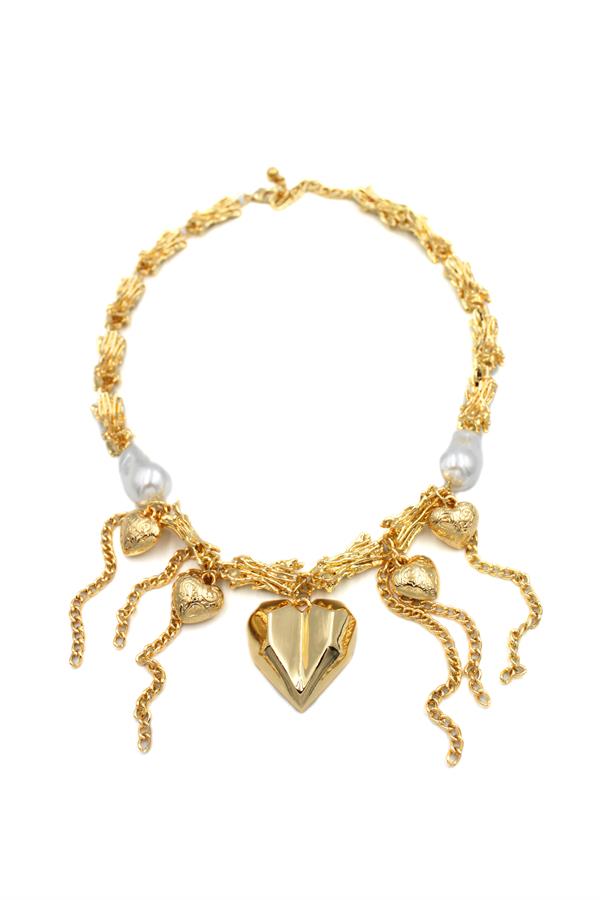 Metal Kalp Kolye - Altın