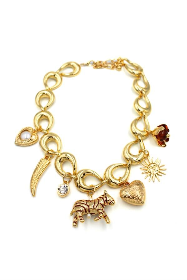 Metal Zebra Kolye - Altın