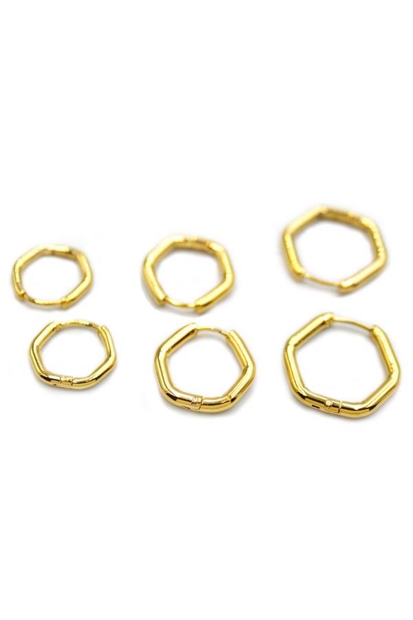 6'lı Beşgen Küpe - Altın