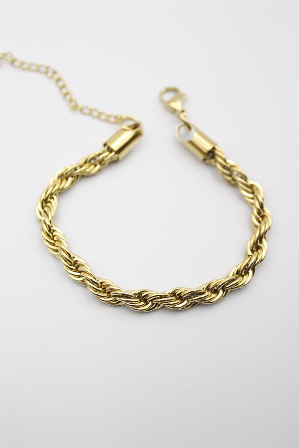 Burgu Çelik Bileklik 4mm - Altın