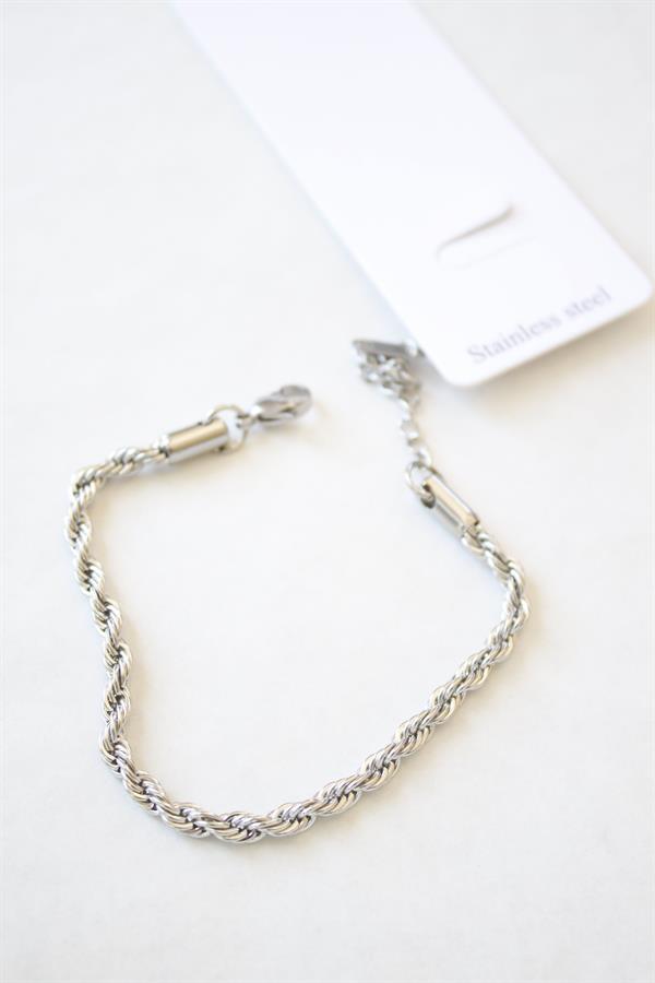 Burgu Çelik Bileklik 3mm - Gümüş