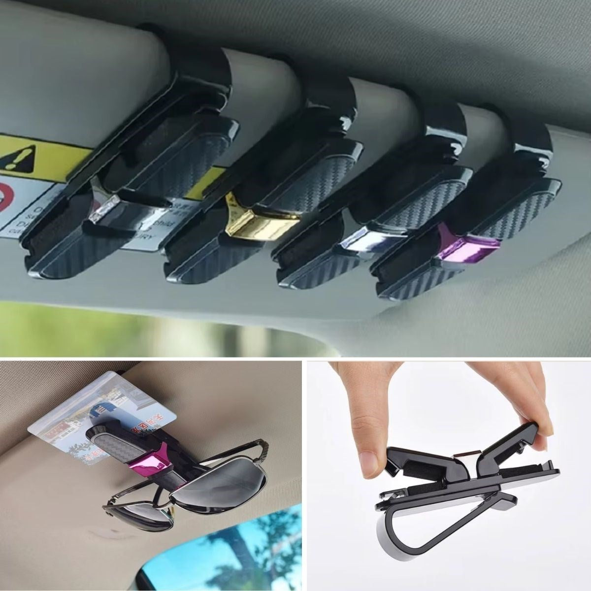 ucuzageliyor® Araç İçi Güneşliğe Takılan 2'li Gözlük,Kart,Para Takmalık Aparat