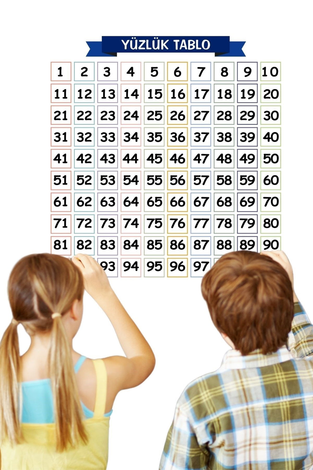 GENEL® Matematik Öğreten Yüzlük Tablo Duvarda İz Bırakmaz Akıllı Kağıt Yapışkansız Statik  60x60 cm - UcuzaGeliyor