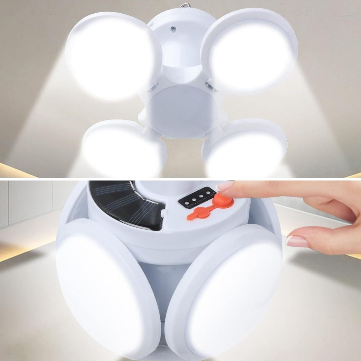 BUFFER®  Solar Panelli Şarjlı 5'li Katlanabilir Acil Durum Kamp Lambası