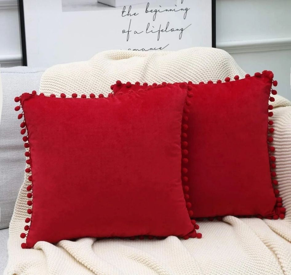 2'li ponponlu kırlent kılıf seti 40x 40