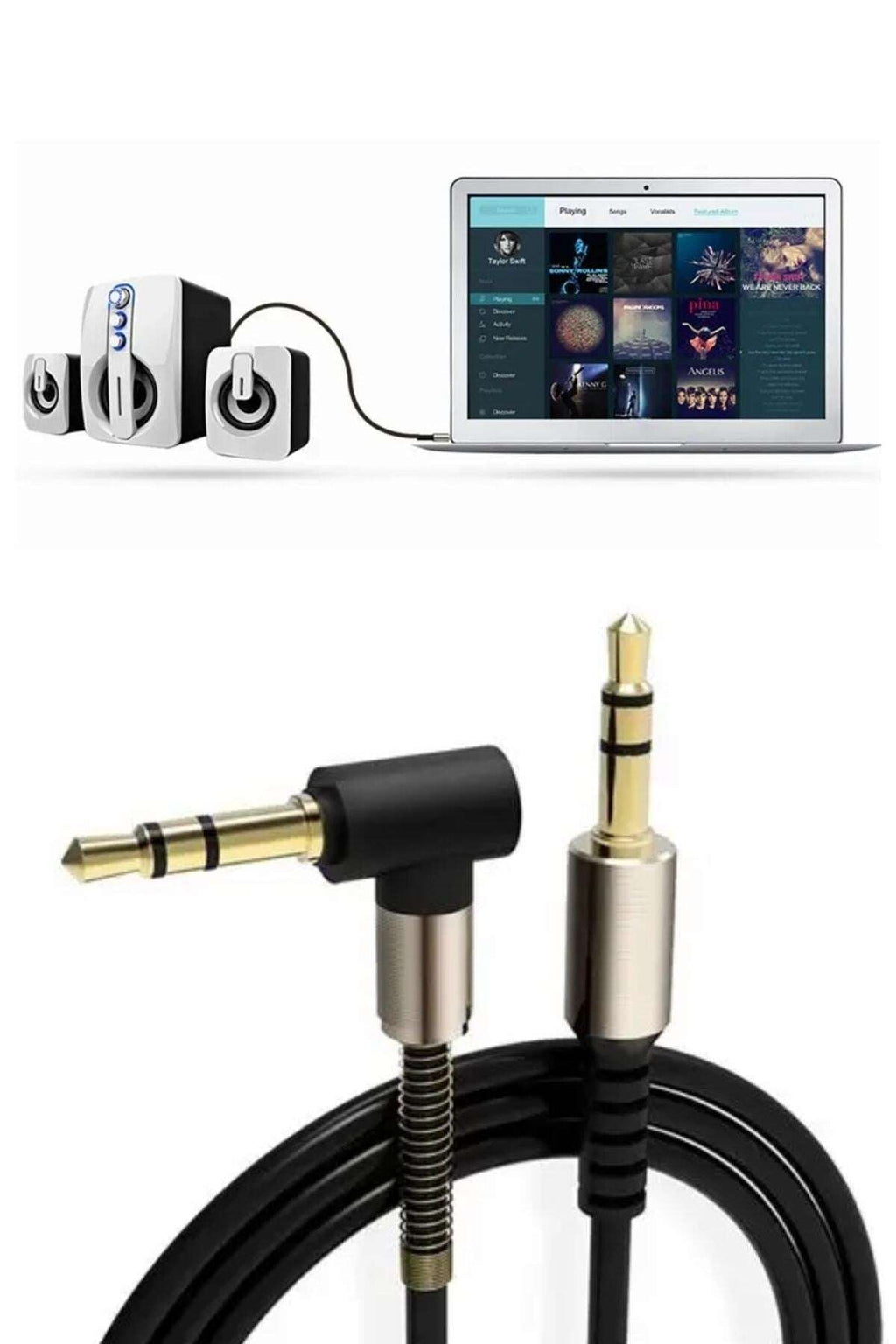 GENEL®  3.5mm AUX Kablosu Jak Erkek Erkek L Tipi 1 Metre Ses Aktarım Kablosu - UcuzaGeliyor