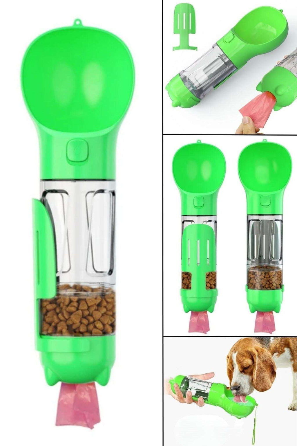 GENEL® Taşınabilir Hazneli Mama Kaplı ,Kaka Poşetli Kedi,Köpek Suluğu-300ml - UcuzaGeliyor
