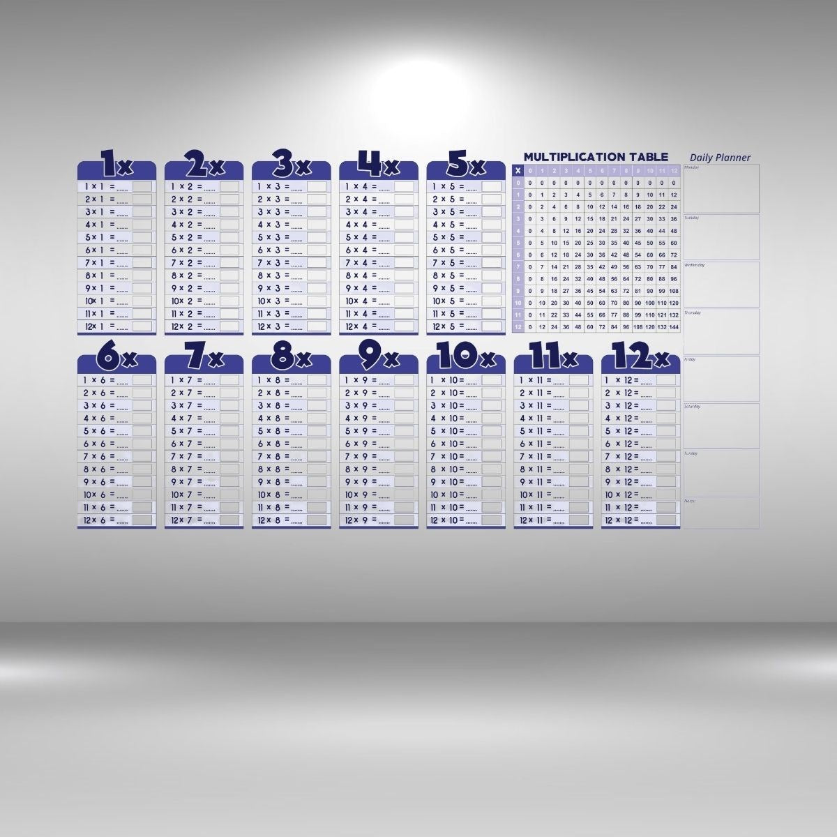 ucuzageliyor® Statik Akıllı Kağıt Ingilizce Çarpım Tablosu 100x56 Cm