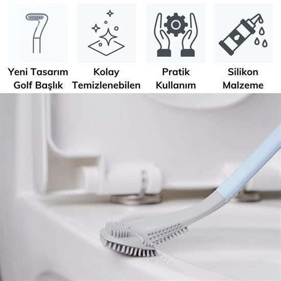 GENEL® Golf Tasarımlı Silikon WC Klozet Mutfak Temizlik Fırçası Kanca Hediyeli - UcuzaGeliyor