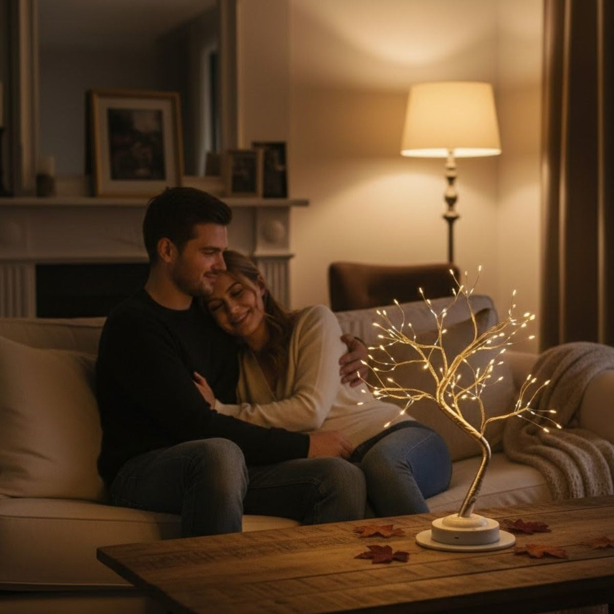 Masaüstü Peri Ağaç LED Lamba - Gün Işığı Rengi, 3 Kademeli Işık Ayarlı, Şarjlı Dekoratif Ortam Aydınlatması