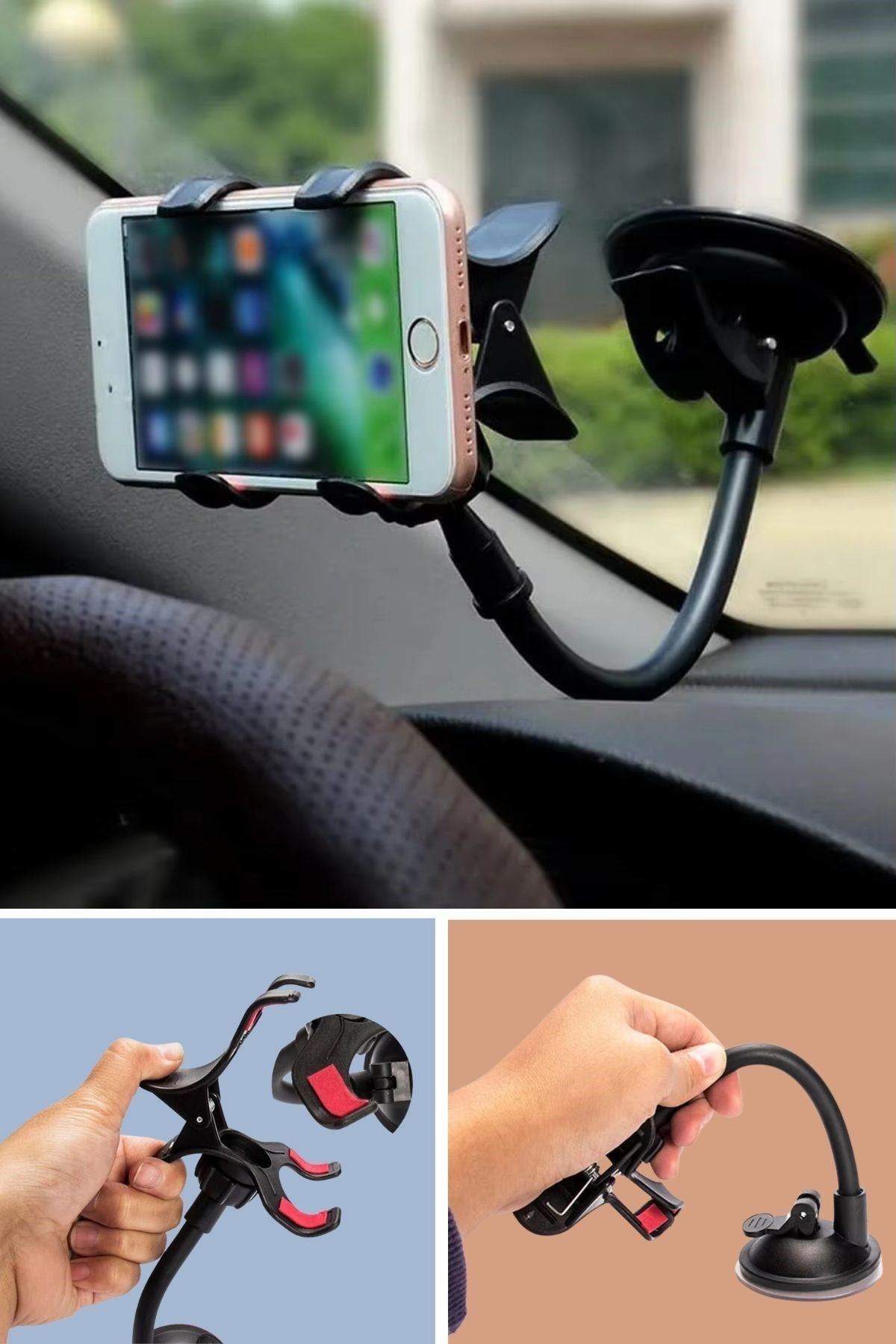 GENEL® Akrobat Cama Sabitlenen Güçlü Vakumlu 360 Derece Dönen Tüm Modellere Uyan Oto Telefon Tutucu - UcuzaGeliyor