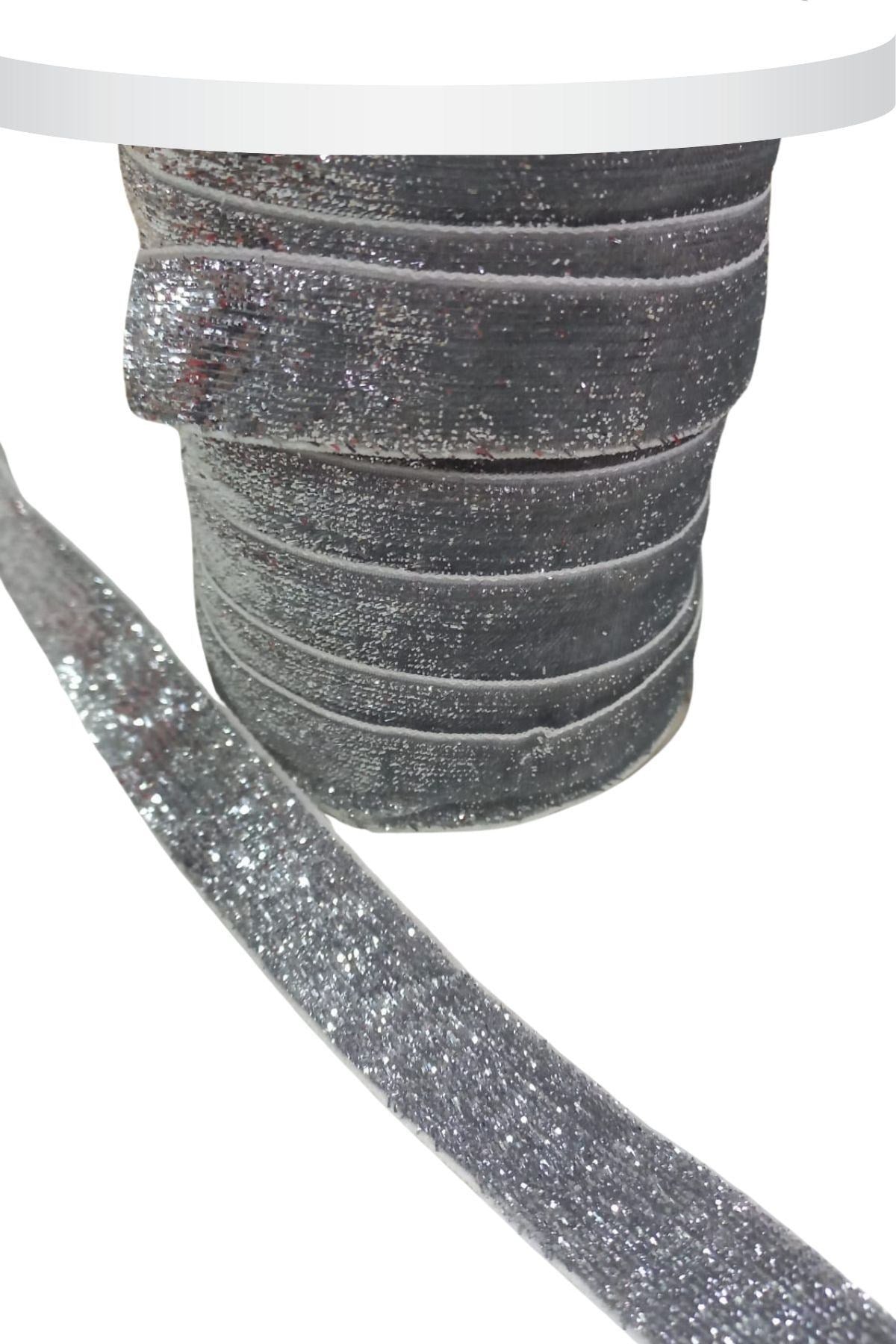 Kadife Kurdele Simli 2 cm Gümüş 1 Metre - UcuzaGeliyor