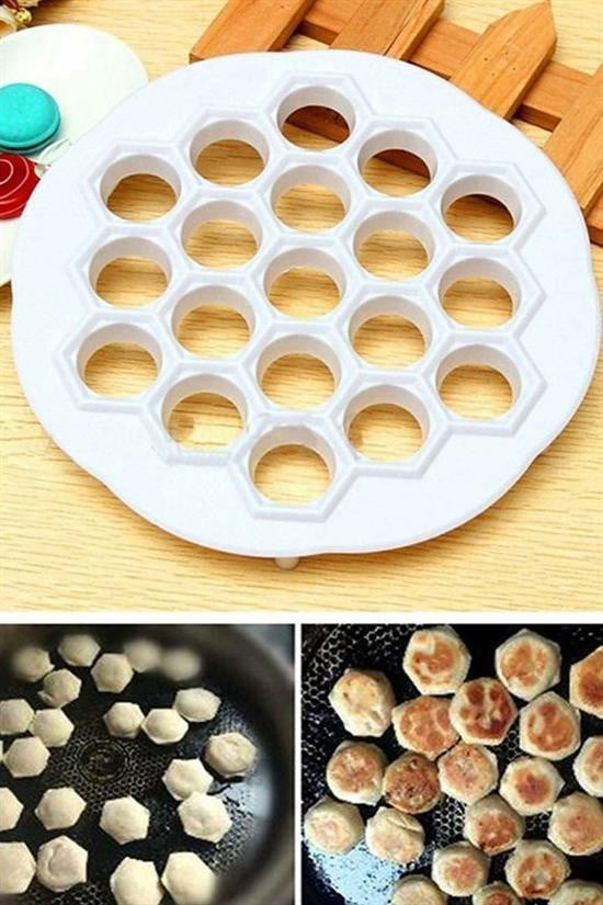 BUFFER® 61 Bölmeli Petek Şekilli Pratik Mantı Kesici  Açma Kalıbı Mantımatik