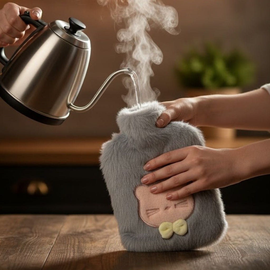 Papyonlu Kedi Figürlü Peluş Sıcak Su Torbası 1 Lt - Yumuşak Kılıf, Uzun Süre Sıcak Tutan Termal Su Torbası