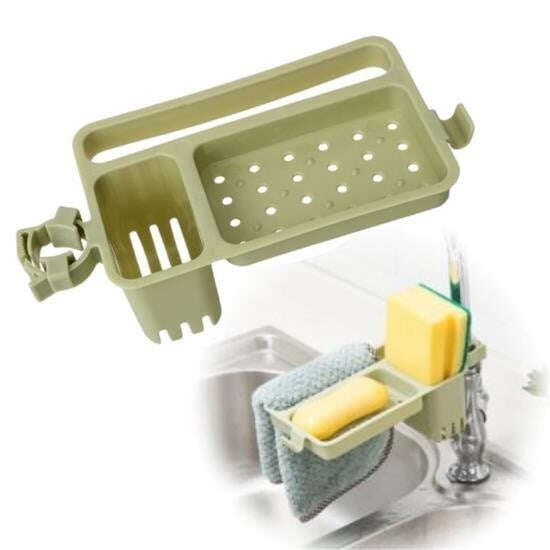 GENEL® Musluğa Takılan Sünger Havlu Askılı Sabun Hazneli mutfak Banyo Lavabo Düzenleyici Organizer - UcuzaGeliyor