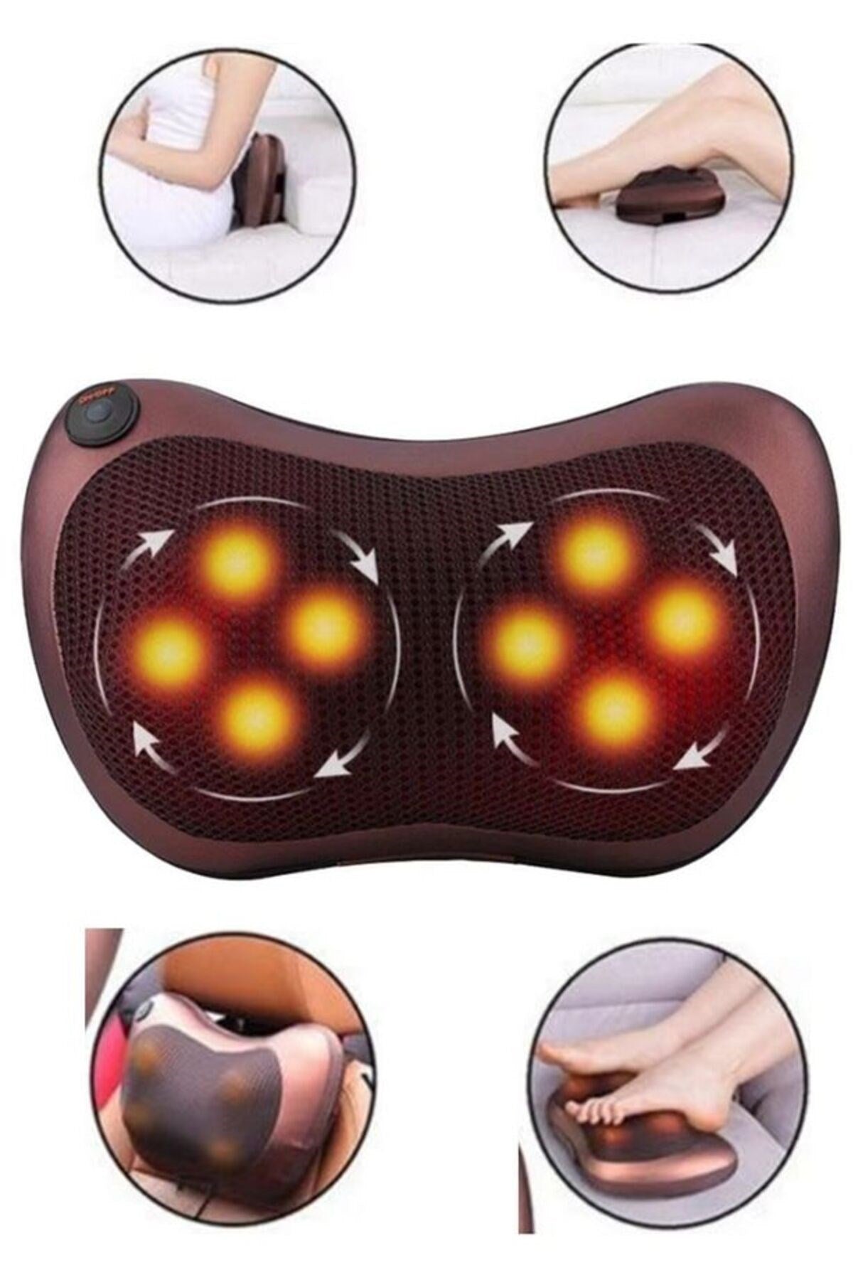 sonx Boyun Yoğurmalı Ve Isıtmalı Çok Fonksiyonlu Masaj Yastığı-8 Toplu Sırt, Bel, Bacak Masaj Aleti