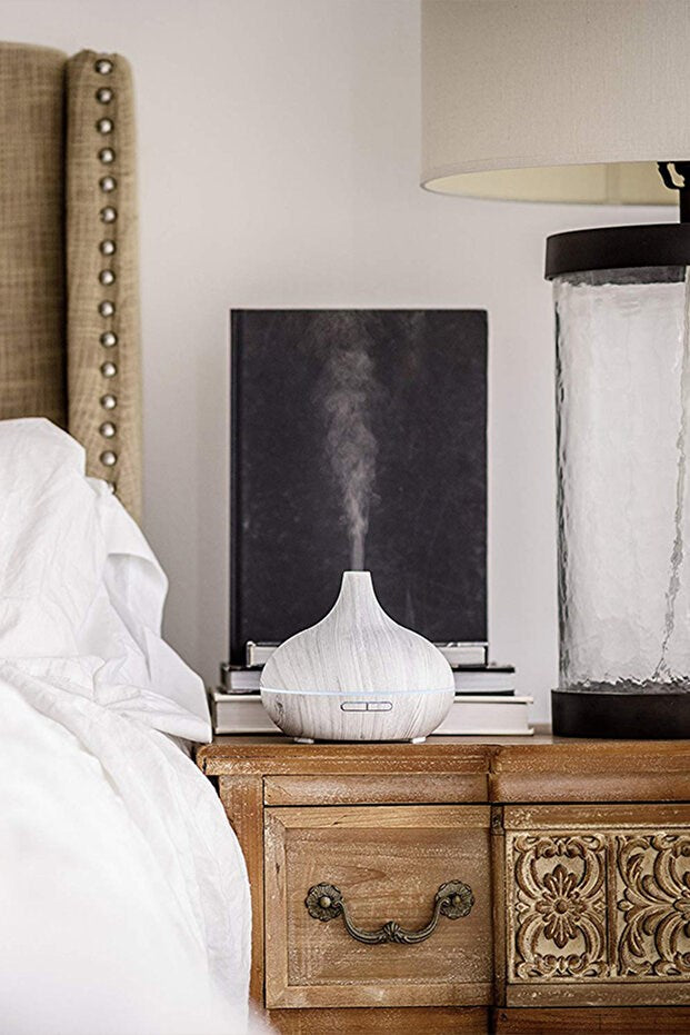 Aroma Difüzör Gece Işığı BEYAZ PARKE DESEN 7 Led Nemlendirici Kumandalı 550 ml Buhar Makinesi