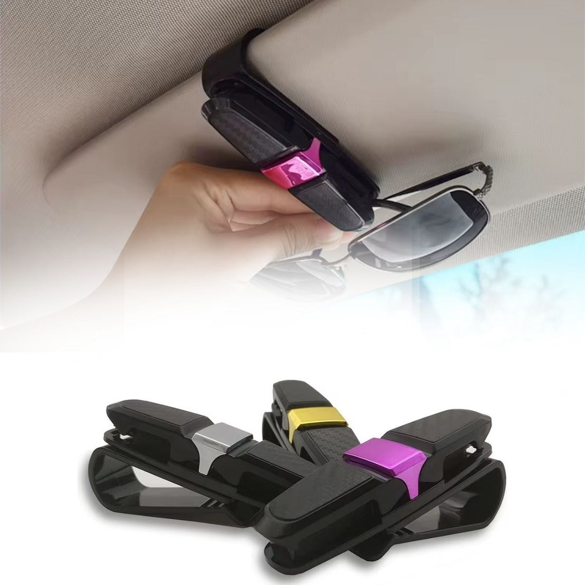 ucuzageliyor® Araç İçi Güneşliğe Takılan 2'li Gözlük,Kart,Para Takmalık Aparat