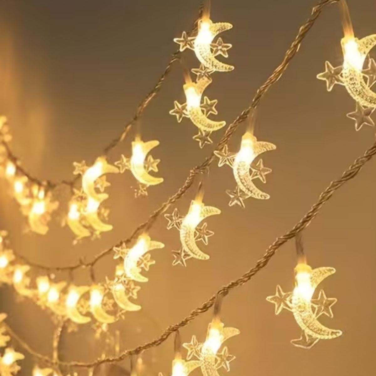 Hilal ve 3 Mini Yıldız Şekilli 3.5 Metre USB LED Işık - 20 LED li Dekoratif Ramazan Dekorasyonu ve Ortam Aydınlatması hakkında ürün açıklaması