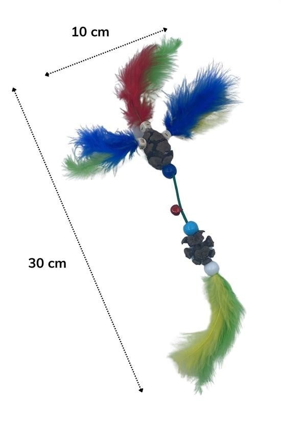 BUFFER® Tüylü Tahta Boncuklu Zilli Kedi Oyuncağı Çok Renkli Kedi Oyuncak - UcuzaGeliyor