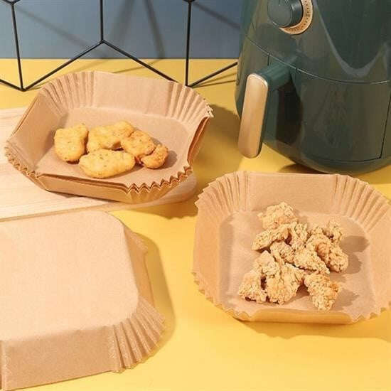 50 Adet Air Fryer Pişirme Kağıdı Tek Kullanımlık Hava Fritöz Yağ Geçirmez Yapışmaz Kare Tabak Model - UcuzaGeliyor