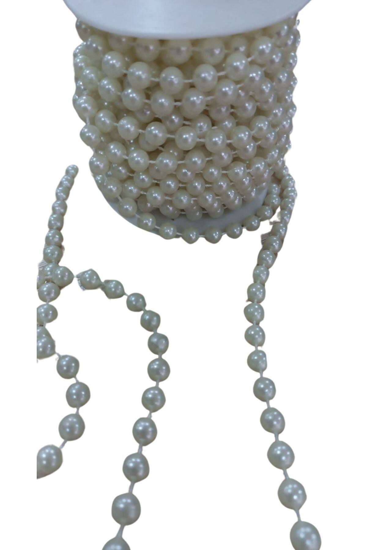 Sıralı Yuvarlak İnci En 1 cm Krem 1 Metre - UcuzaGeliyor