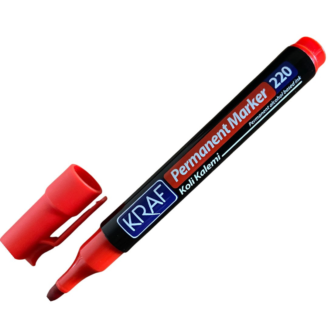 Kraf Permanent Markör Yuvarlak Uc 220 Kırmızı (Koli Kalemi)