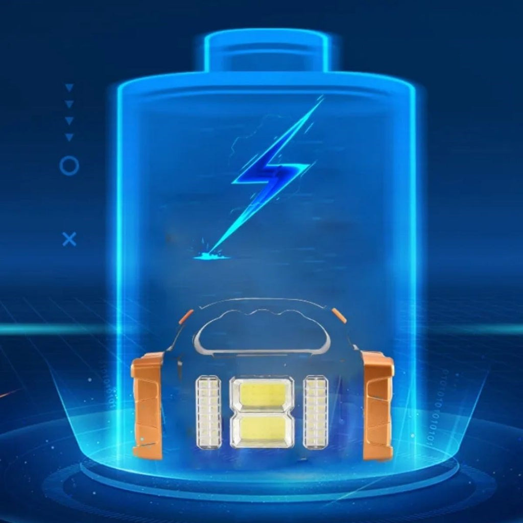 ucuzageliyor® Solar ve USB Şarjlı LED + COB El Feneri | 1500 mAh Şarjlı Taşınabilir Çalışma Işığı-Su Geçirmez HB-2678