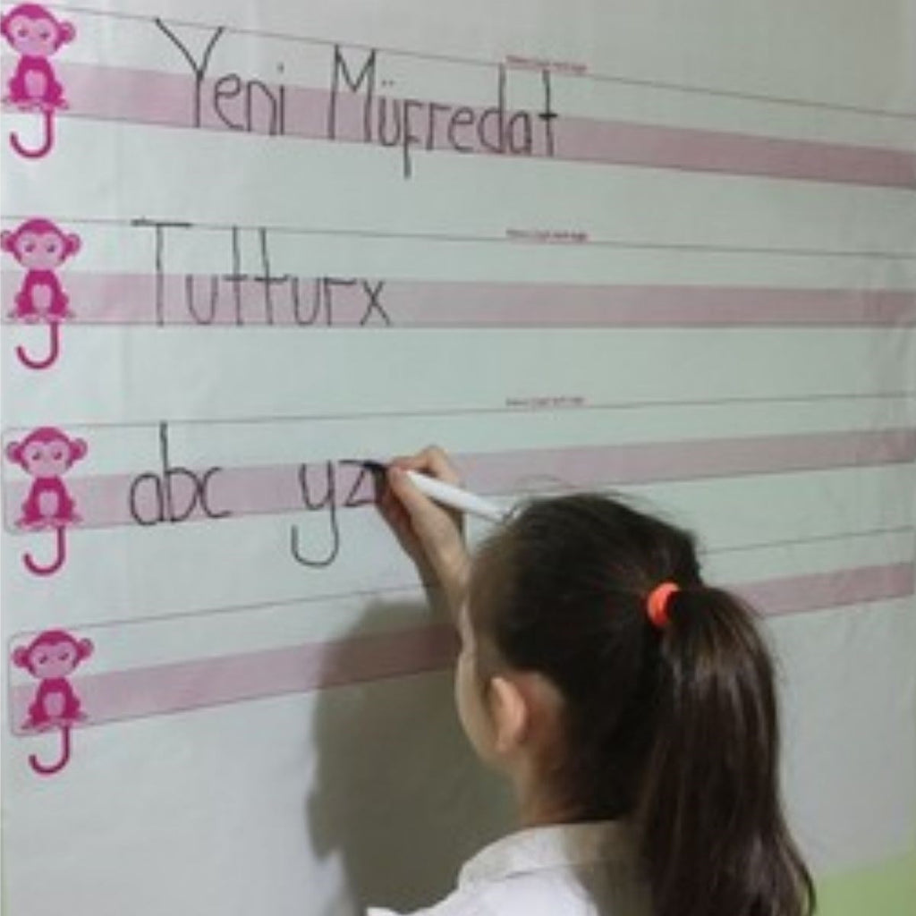 GENEL® Kılavuz Çizgili Akıllı Kağıt Yazı Tahtası Duvarda İz Bırakmaz Statik Yeni Müfredata Uygun 100x56cm - UcuzaGeliyor