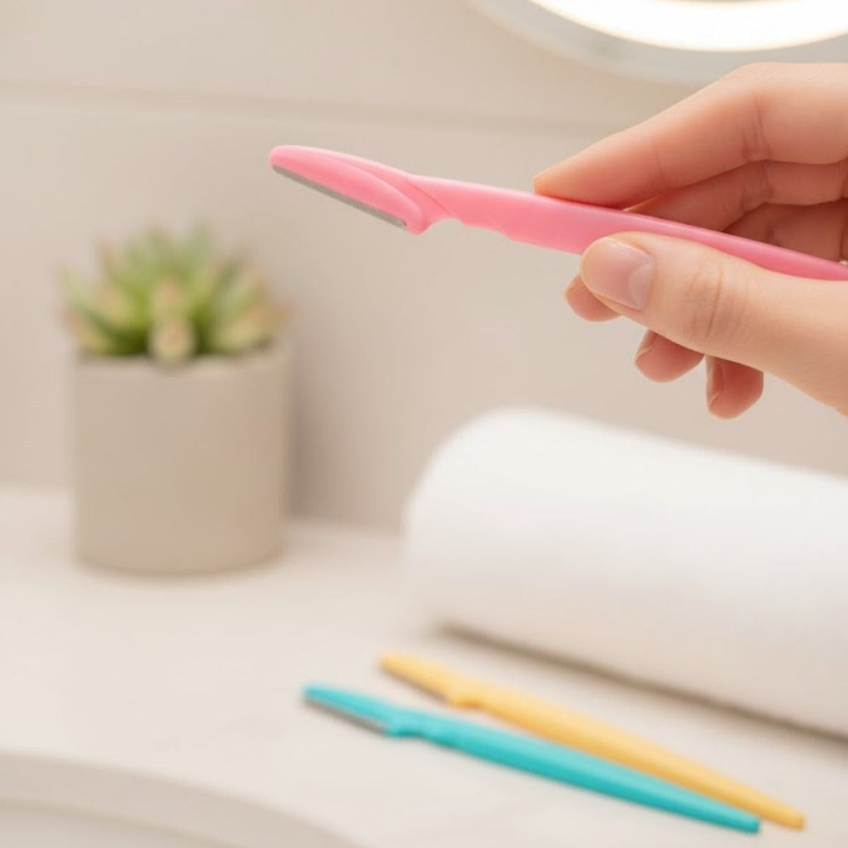 BUFFER® 3 lü Kadın Kaş Usturası Seti - Hassas Ciltler İçin Güvenli Yüz Tüy Temizleme Bıçağı