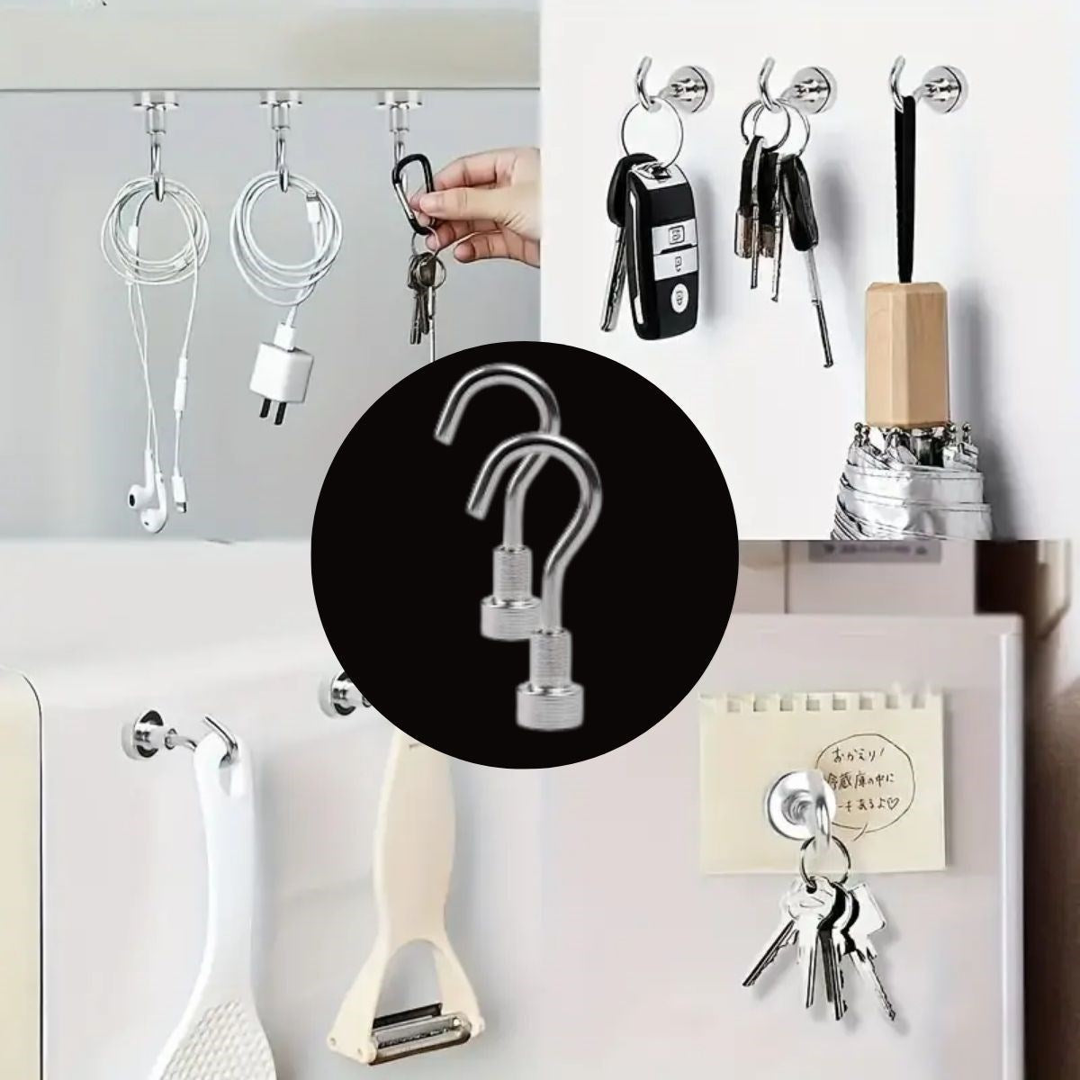 GENEL® Güçlü Manyetik Mutfak,Banyolar İçin Çok Amaçlı 2'li Magnet Askı - UcuzaGeliyor