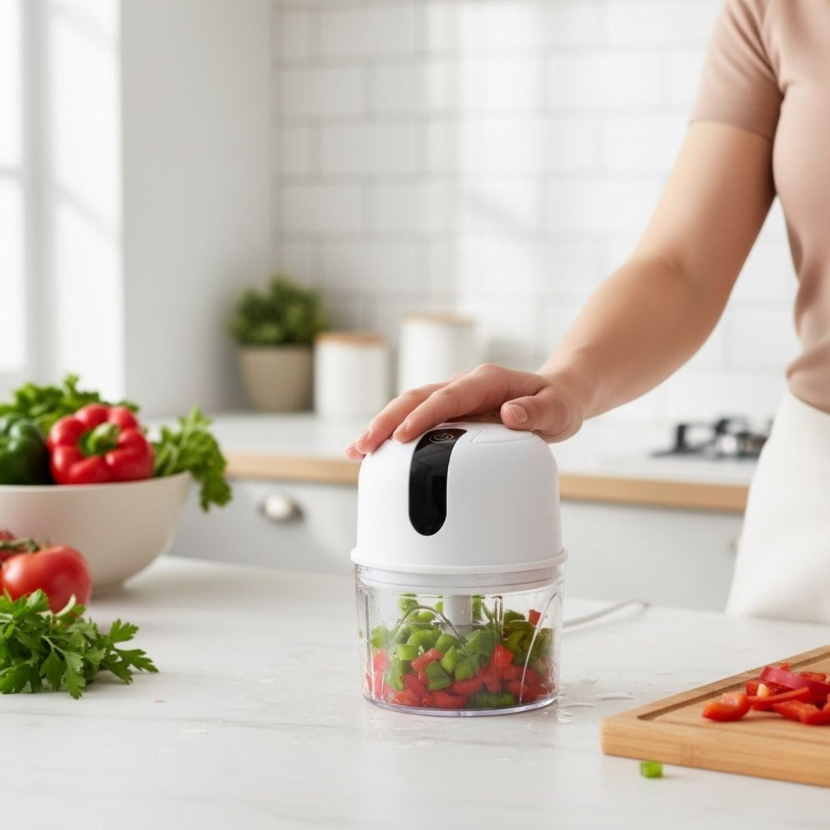 BUFFER® 280ml Şarjlı Taşınabilir,Pratik,Kolay Temizlenebilen Hızlı Sessiz Kablosuz USB ile Şarj Olabilen Mini Mutfak Doğrayıcısı