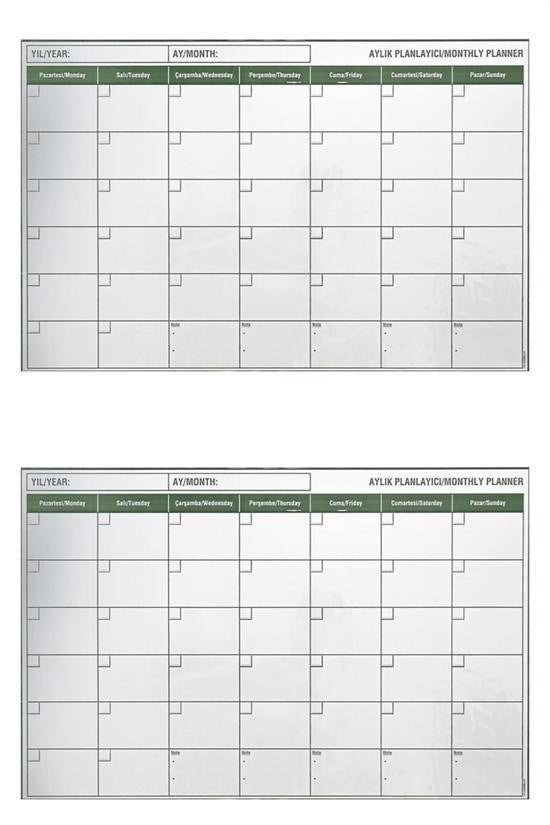 BUFFER® Manyetik Yapışkanlı Bir Aylık Program Planlayıcı Takvim 85x56 cm