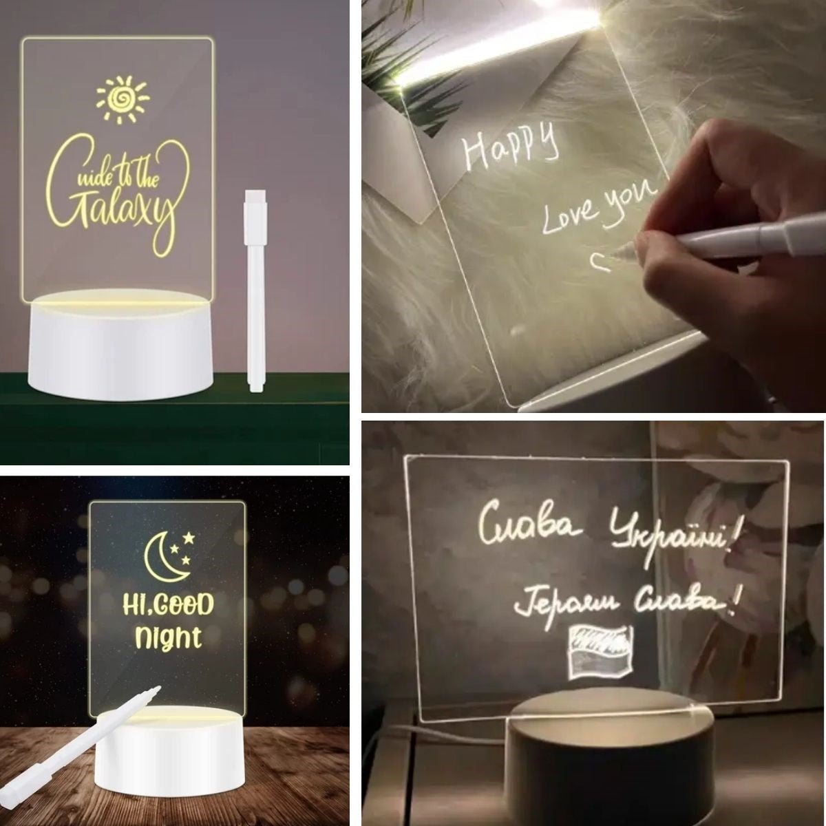 BUFFER® USB Kablolu Işıklı Kendiliğinden Beyaz Kalemli - Silgili Kreatif 3D Görselleştirme LED Lambası - UcuzaGeliyor