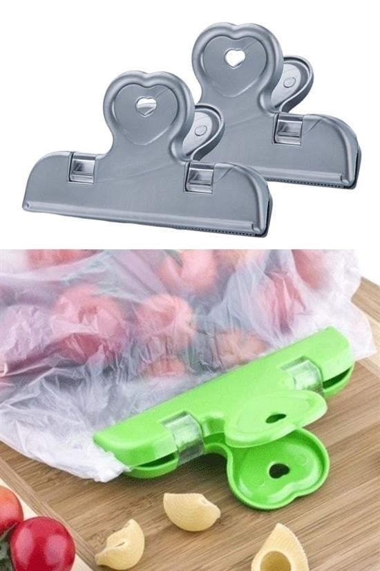 BUFFER® 2li Pratik Torba Paket Ve Poşet Kapatıcı Kilitli Klips Mandal