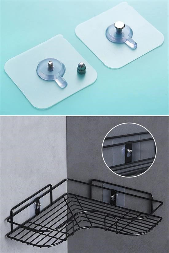 BUFFER® Süper Güçlü Çerçeve Askısı Pin Delgisiz Vidalı Tırnak Kanca Yapışkanlı Raf Tutucu Askı 4 Adet