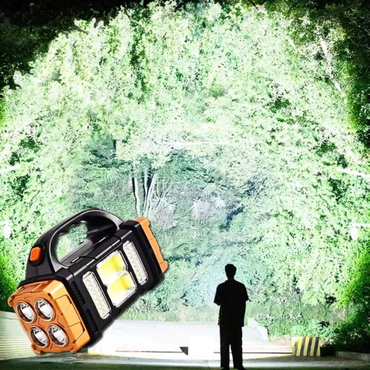 ucuzageliyor® Solar ve USB Şarjlı LED + COB El Feneri | 1500 mAh Şarjlı Taşınabilir Çalışma Işığı-Su Geçirmez HB-2678