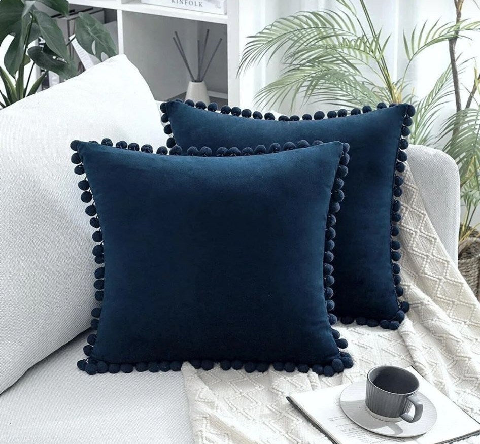 2'li ponponlu kırlent kılıf seti 40 x 40